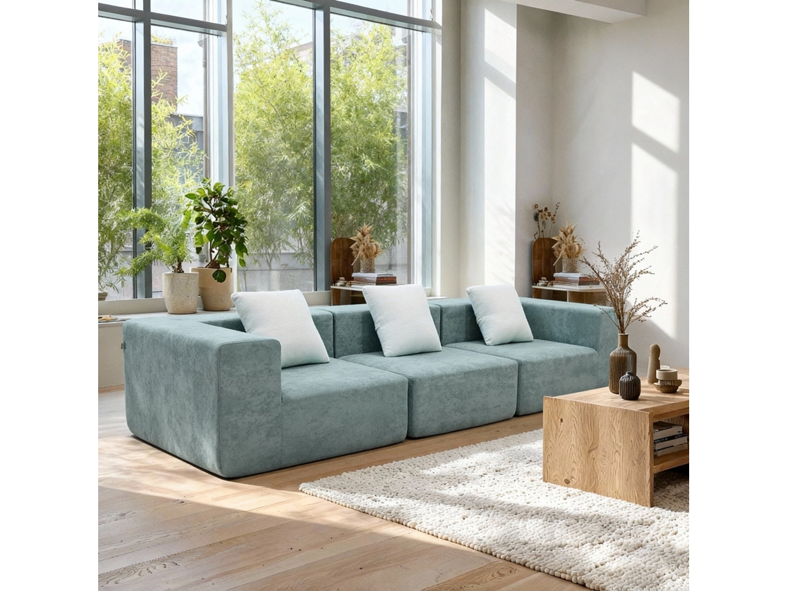 Coco Living Sofá Pure 3 Plazas - Verde Salvia Blanco