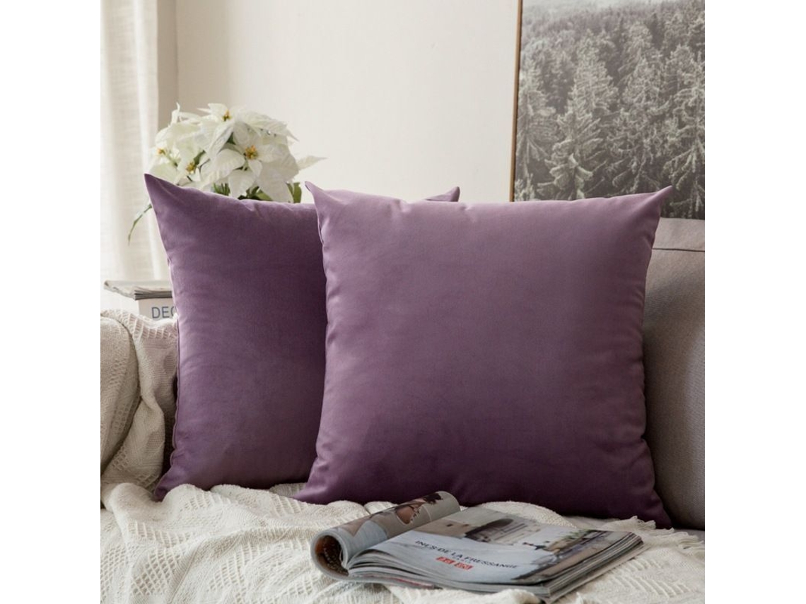 2026-2 Fundas De Almohada Cuadradas De Terciopelo Suave 45x45 Cm Sin Relleno Color Morado Uva