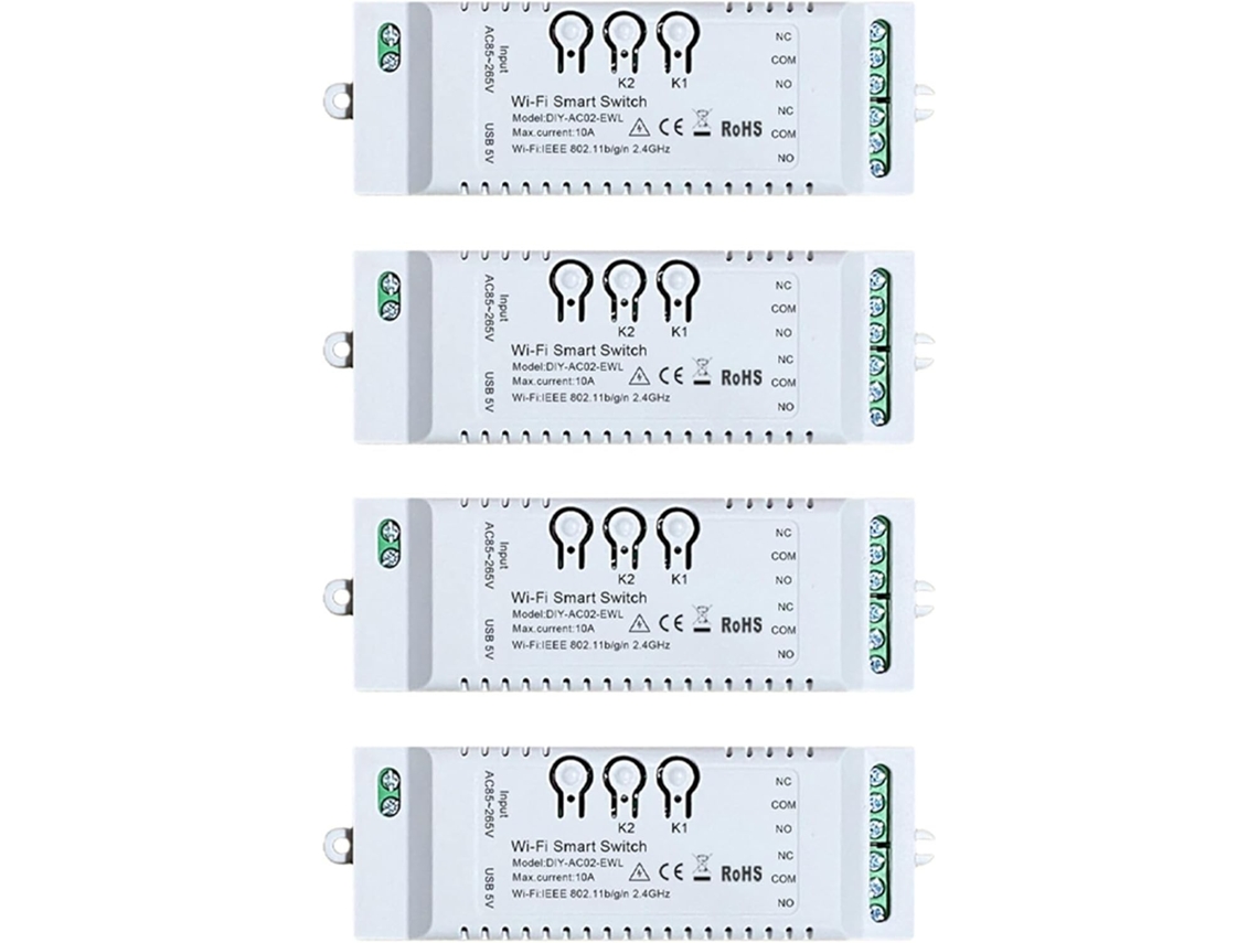 4 Interruptores Wifi Inteligentes De 2 Canales Con Temporizador (para Armar Usted Mismo)