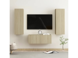 3 Pzs Pack de Muebles de Armario Tv Contrachapado Roble Sonoma