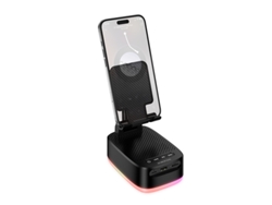 Altavoz Inalámbrico Portátil (con Soporte Para Teléfono Y Batería Externa), Potentes Graves Estéreo, Led Rgb, Usb, Para Dormitorio.