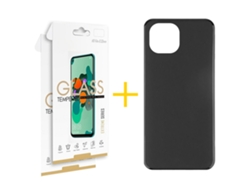 Pack 2 X Película de Vidrio Templado 2.5D + Funda SKYHE por Apple iPhone 16 Pro Max Silicona Liso Negro 