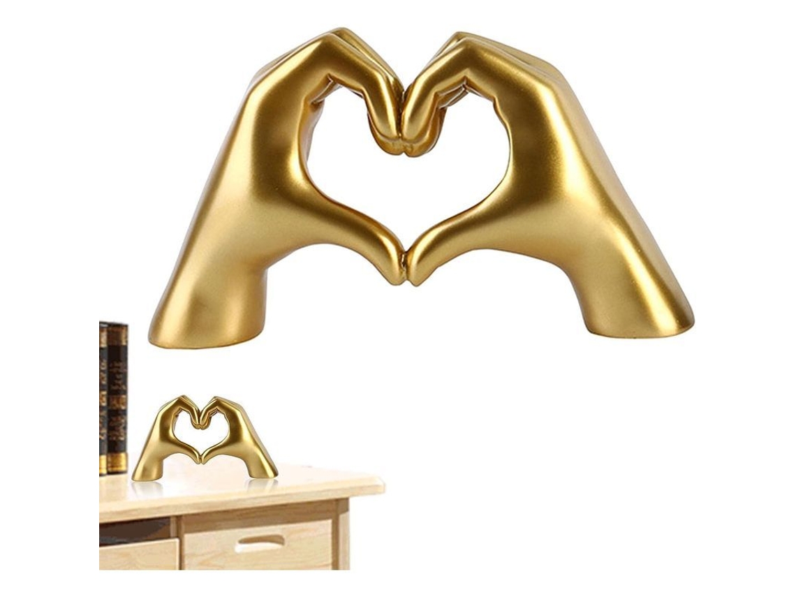 Estátua de Mão com Gesto de Coração Decoração de Mesa em Estilo Nórdico para Lar