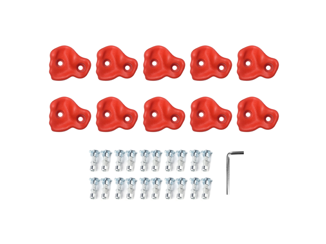 10 Piezas Agarres De Escalada En Pe Con Mango Ergonómico Para Pared De Escalada Interior Y Exterior Rojo