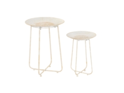 Set 2 Mesita Auxiliar Metal Mandala 48x48x66cm