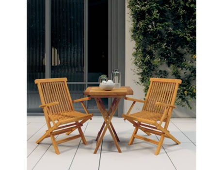 Conjunto 3 de comedor para jardín VIDAXL madera maciza de teca