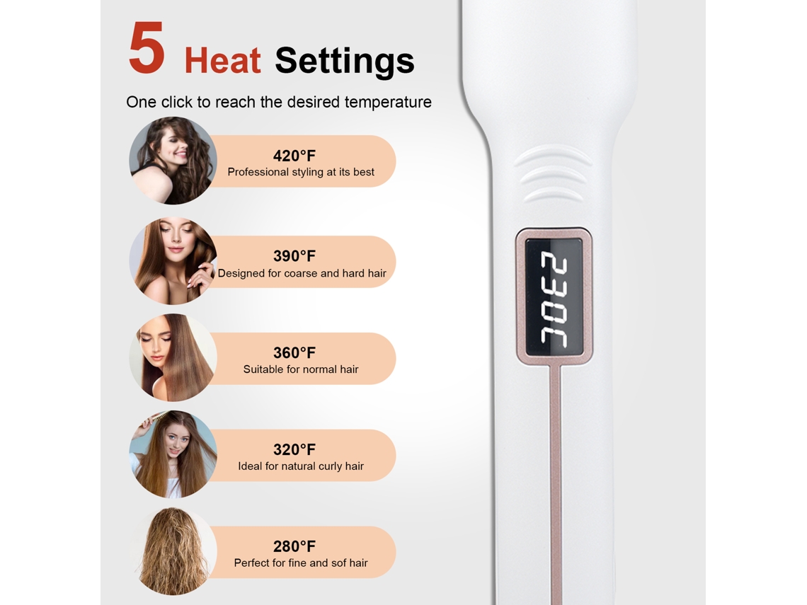 Afeitadora Eléctrica De Pelo Con Placa Ancha Y Temperatura Ajustable Para Peinar Y Estilizar