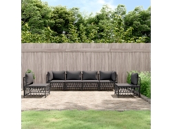 Conjunto de jardín de 6 piezas con cojines en acero antracita, Dkd Home Decor