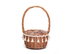 Cesta pequeña de flores Rotin con tiras troqueladas