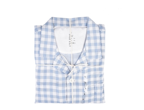 Pijama Ropa de dormir suave Ropa de estar por casa-Cuadrícula azul claro-hombre LUUCOZK