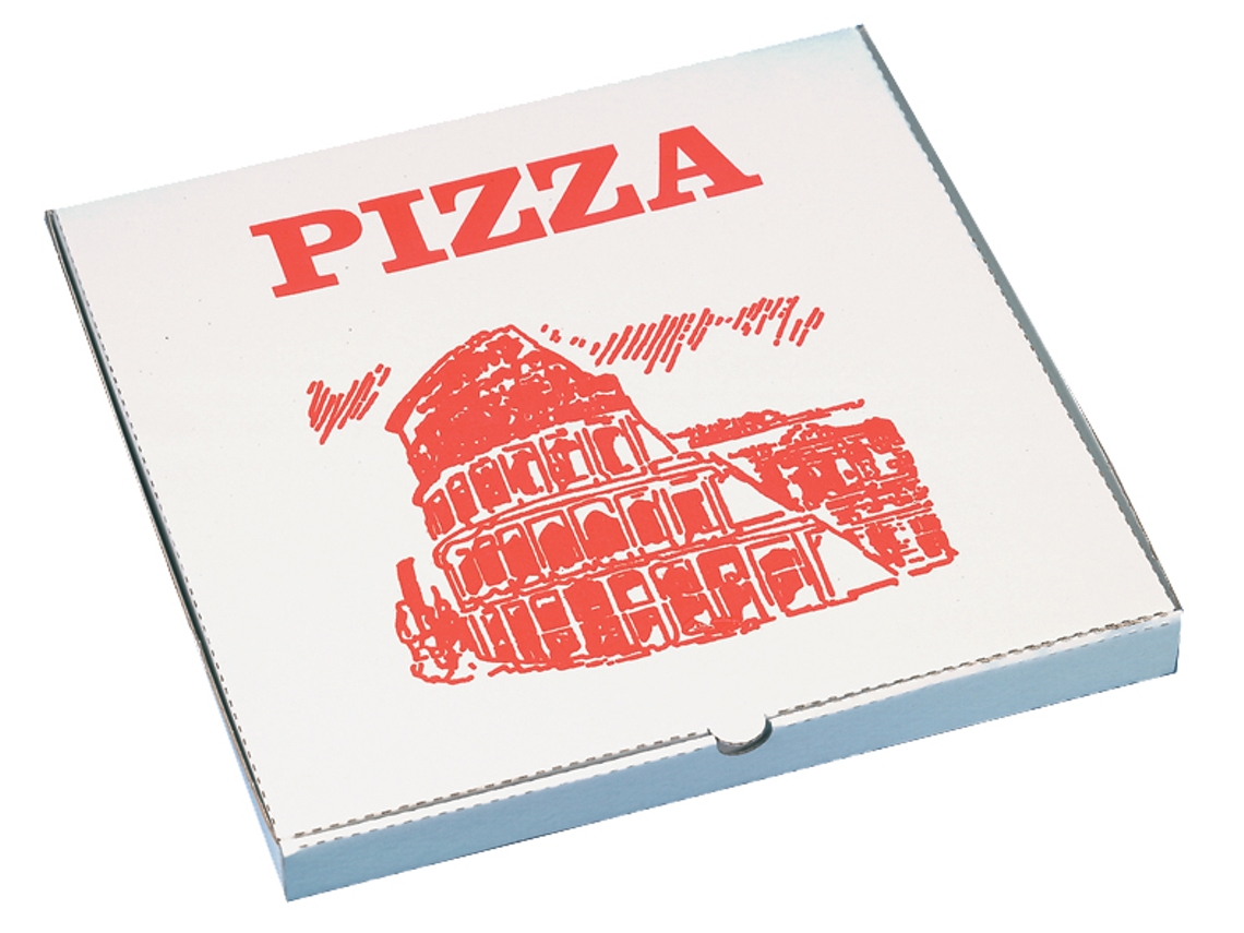 Caja Cuadrada para Pizza STARPAK 300 X 300 X 30 Mm Blanco/Rojo