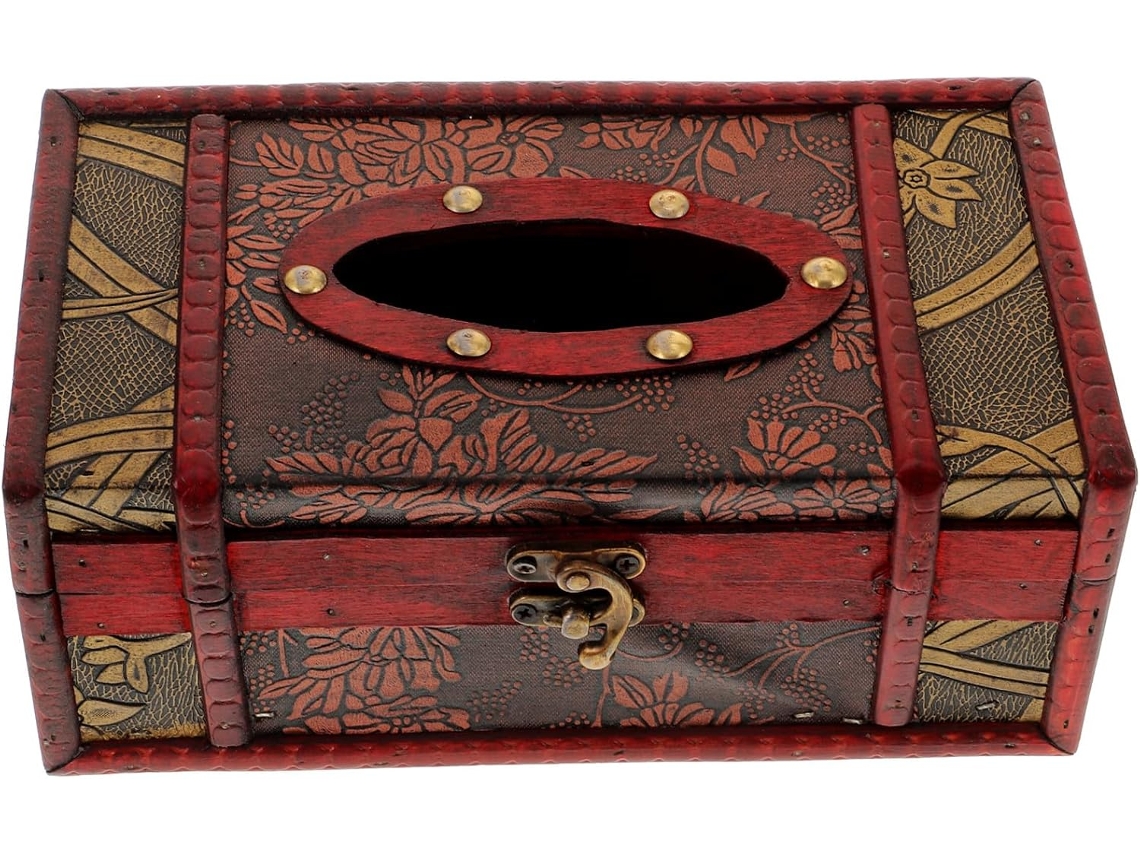 Caja De Pañuelos De Madera Roja Vintage, Resistente A La Suciedad, Fácil De Reemplazar, Para