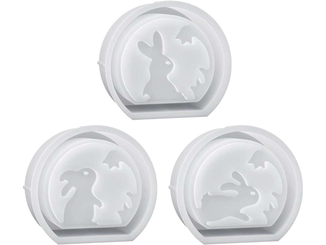 Juego De 3 Moldes De Silicona Con Forma De Conejo Para Elaborar Jabones Y Chocolates.