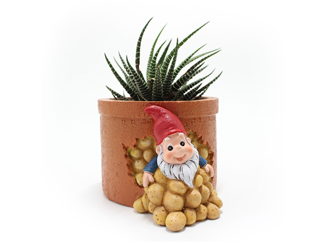 Maceta enana de resina novedosa, adorno para patio, decoración de jardín, planta suculenta