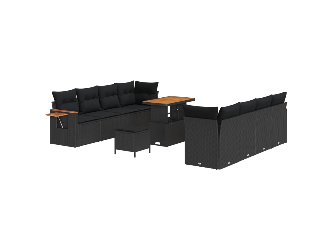 Maison Exclusive - Conjunto de sofás de jardín con cojines, 12 piezas, mimbre negro