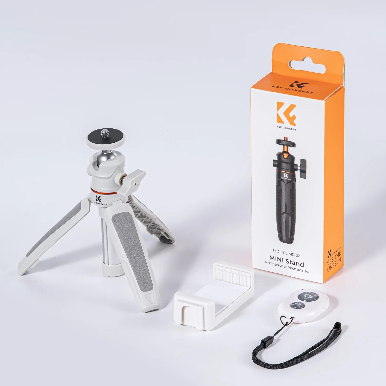 Trípode Bluetooth para teléfonos móviles con palo de selfie, MS02, 34 cm, blanco