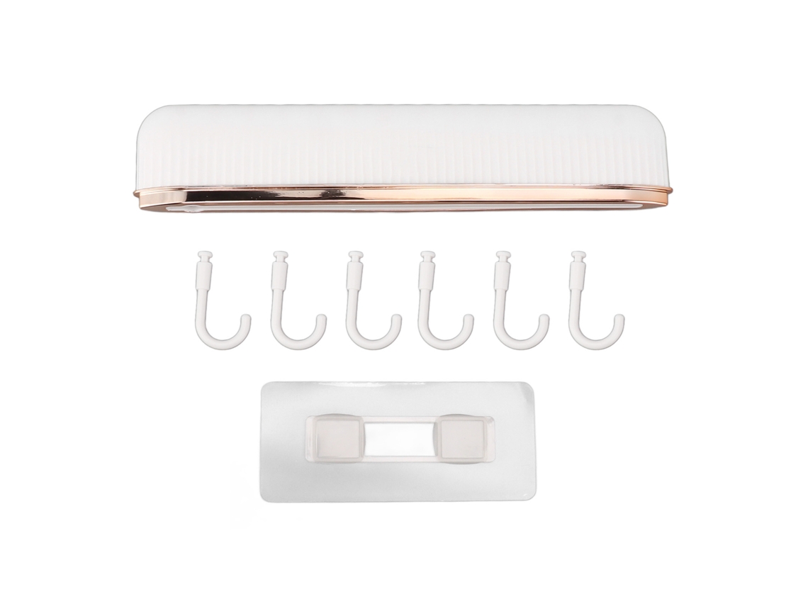 Ganchos de pared ABS, 6 ganchos, 1 riel, fácil de instalar, resistente, duradero, para cocina, toallas, abrigos y sombreros.