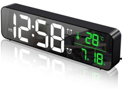 Despertador digital, despertador matutino, reloj de pared LED, espejo digital de pantalla grande, con fecha y temperatura, reloj USB, negro Yizhood