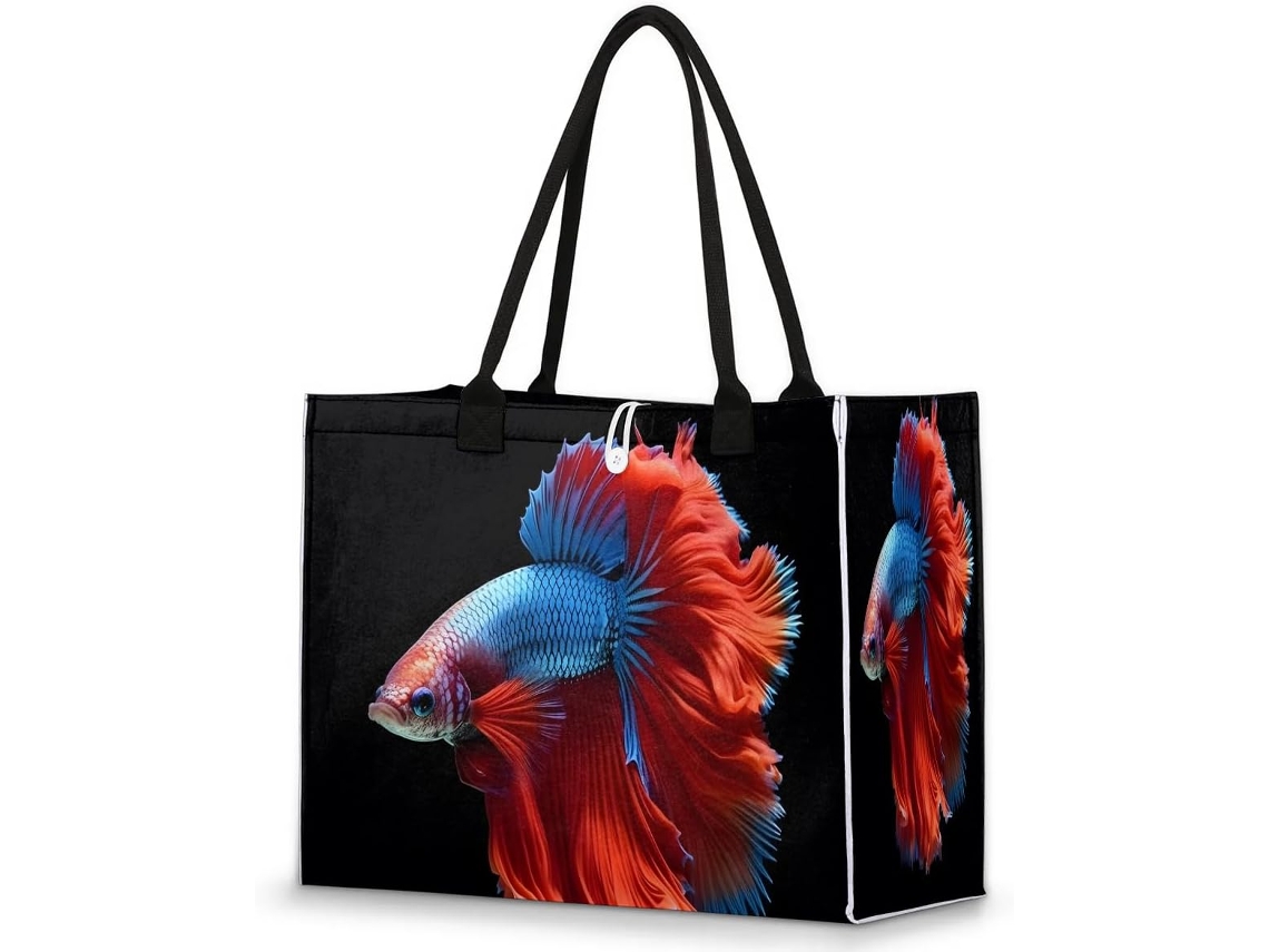 Bolso grande Tropicallife para hombre y mujer, 42 x 17 x 33 cm, estampado de peces.