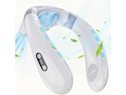 Ventilador de cuello portátil, aire acondicionado, 5200 mAh, recargable tipo C, flujo de aire de 360°, pantalla LED, portátil, 3 velocidades, color blanco USHION