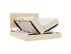 Maison Exclusive - Cama De Almacenamiento Led Con Colchón Crema 200 X 200 Cm Tela