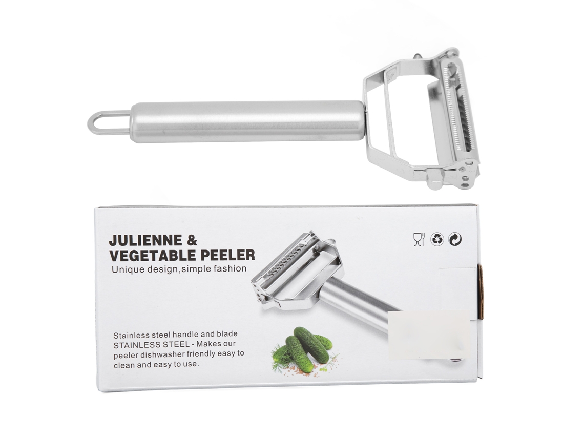 Pelador De Juliana 2 En 1 De Acero Inoxidable Para Verduras Y Frutas: Raspador Y Cortador.
