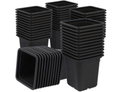 60 Macetas De Crecimiento Para Plantas - Macetas Cuadradas De Plástico Negro Con Agujeros De Drenaje - 7x7cm Apertura Exterior