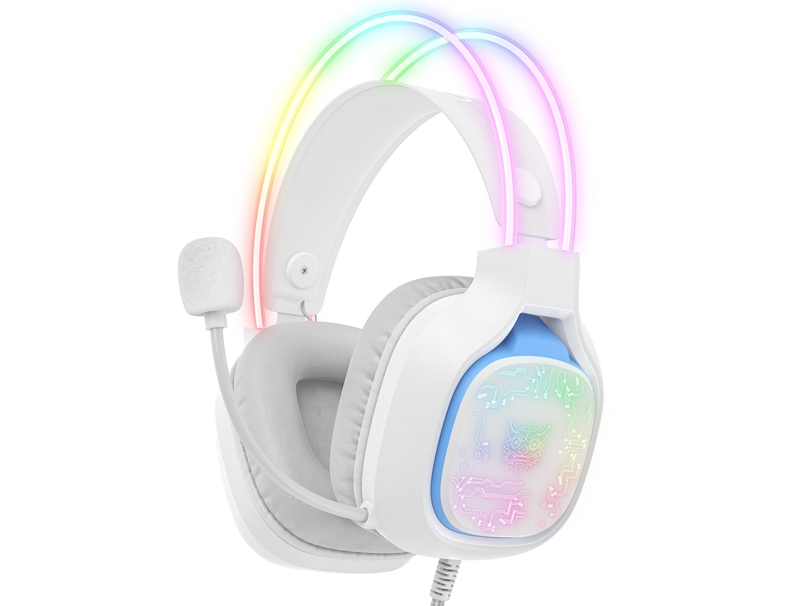 Auriculares para juegos X22 con iluminación RGB (blancos) + Cable adaptador
