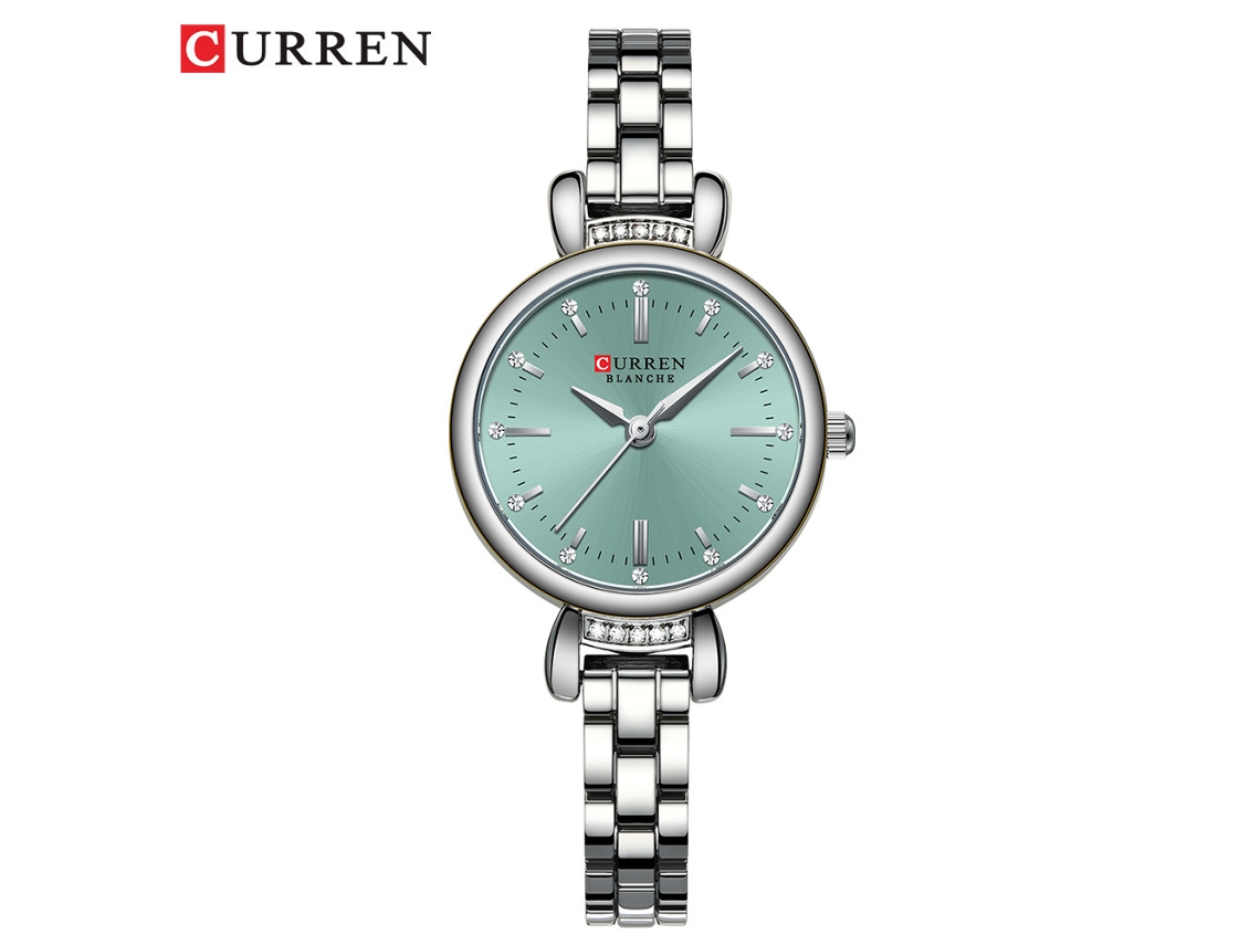 Reloj de mujer con cadena adornada con diamantes de imitación (verde), correa redonda, resistente al agua, reloj casual para mujer.