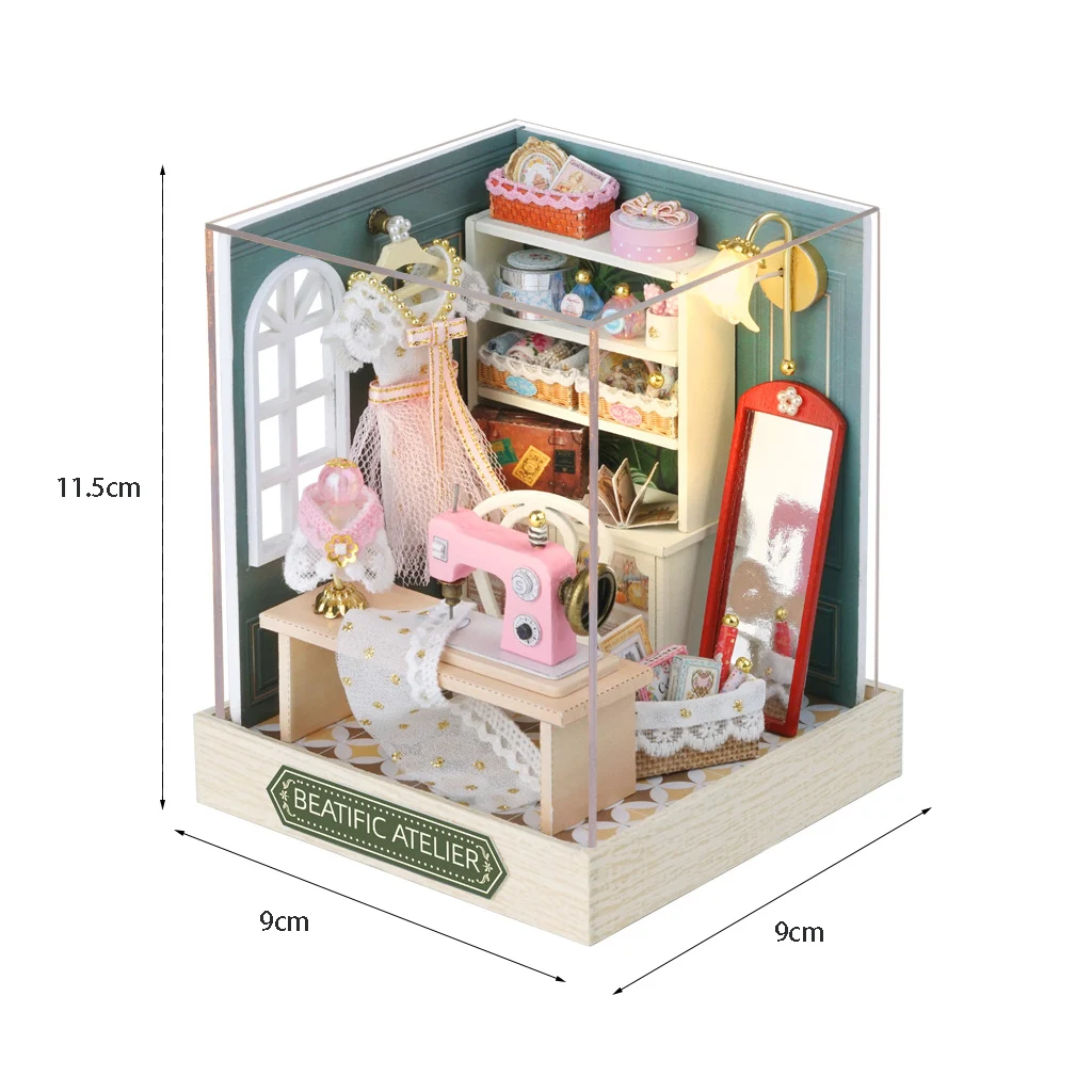 Kit De Modelo De Casa De Muñecas Diy Happiness Studio Con Caja De Madera 3d Para Habitación.