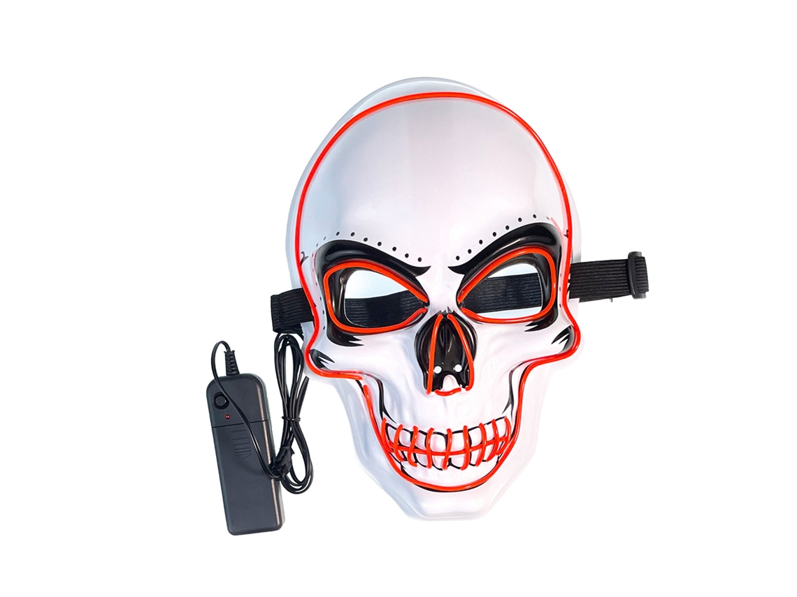 Rebe-máscara Facial De Calavera Com Led, 3 Modos De Luz, Para Halloween, Disfraces E Fiestas, Luz Vermelha