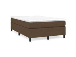 Cama Box Spring Con Colchón Tela Marrón Oscuro 120x190 Cm