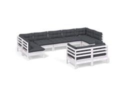 Maison Exclusive - Muebles De Jardín 9 Pzas Y Cojines Blanco Madera Maciza De Pino