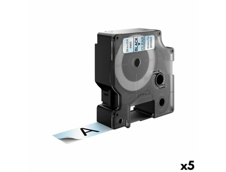 Cinta Laminada Para Etiquetadora DYMO D1 (Negra Y Transparente - 5 Unidades - 19Mm)