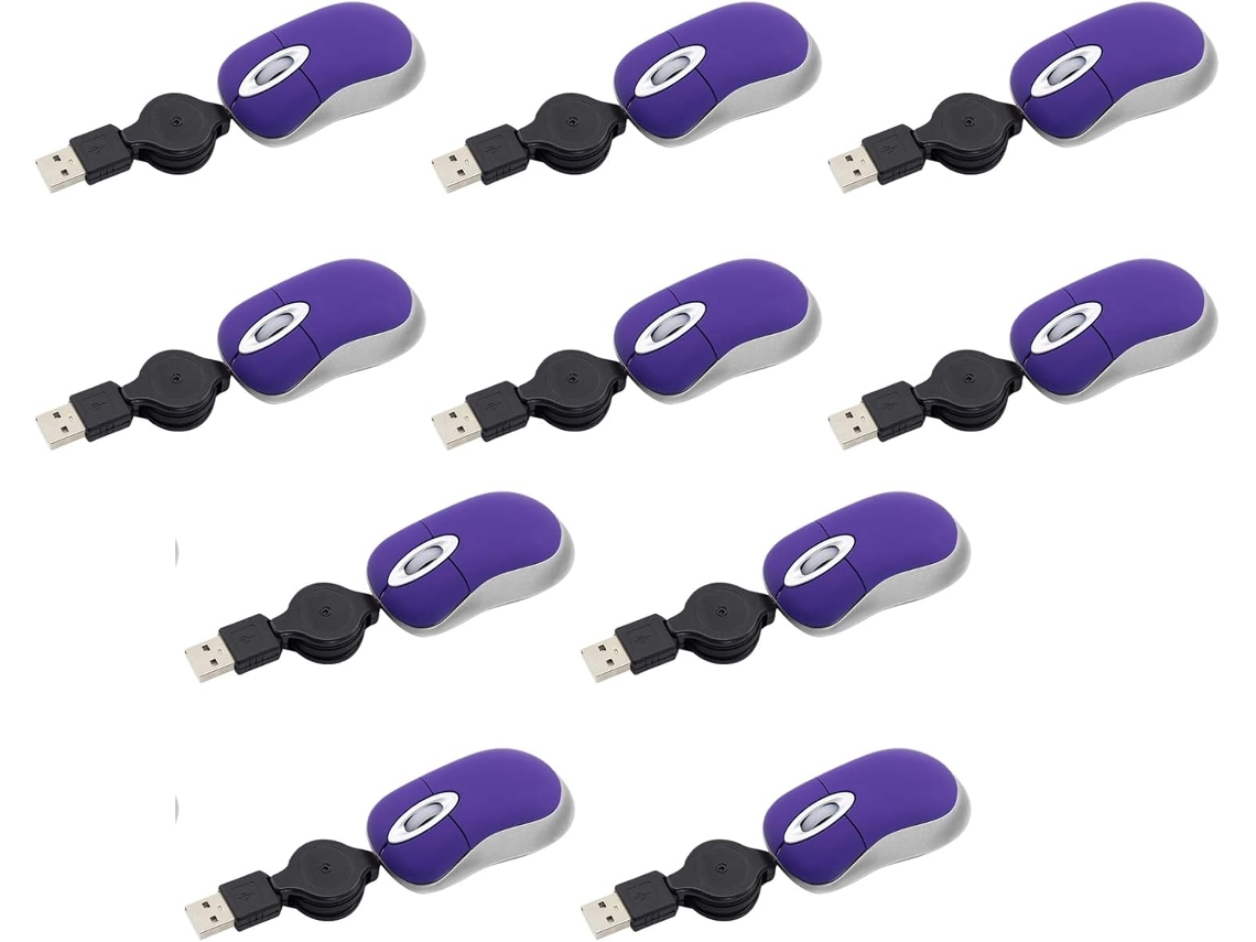 Paquete De 10 Mini Ratones Usb Retráctiles Con Cable, 1600 Dpi, Para Viajes.