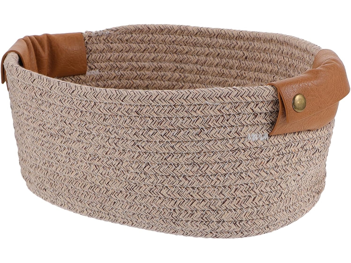 Cesta de almacenamiento tejida, cesta decorativa de cuerda para dormitorio o baño. Vayotoy
