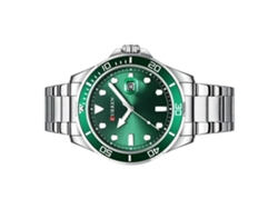 Reloj Analógico De Cuarzo Para Hombre Con Brazalete De Acero Inoxidable, Luminiscente, Resistente Al Agua Hasta 3 Atm Y Con Calendario.