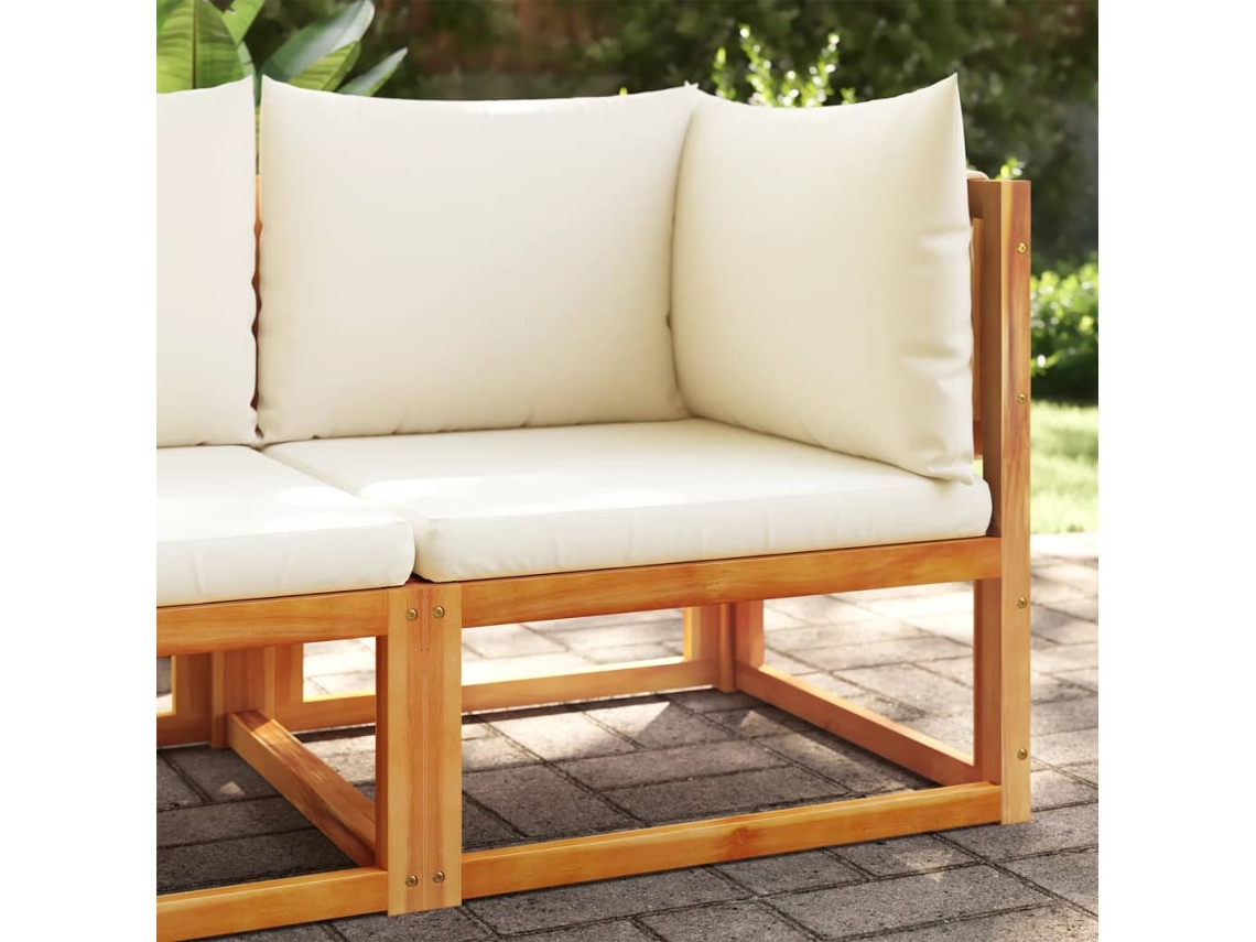 Sofá esquinero de jardín con cojines, madera maciza de acacia, DKD Home Decor