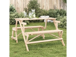 Mesa Jardín | Mesa De Exterior | Mesa De Picnic Bancos 2 En 1 Convertible Madera Maciza Abeto