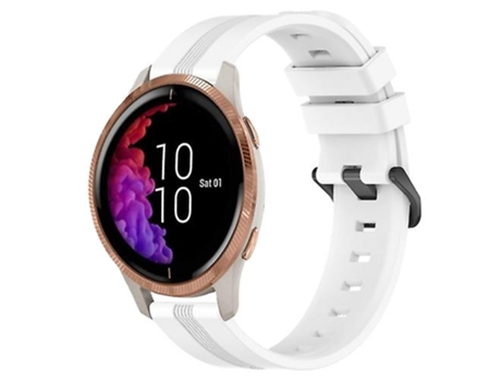 Correa para reloj Garmin Venu de 20 mm, silicona cóncava a rayas, color blanco VENISYMLIS
