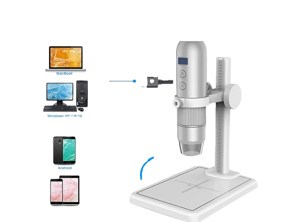 Cámara microscópica estéreo, aumento ajustable, conectividad wifi, MS4 OEM