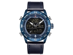 Reloj Electrónico Para Hombre Con Correa De Pu, Movimiento De Cuarzo, Resistente Al Agua Y Doble Movimiento.