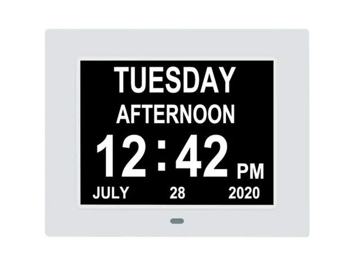 Reloj Calendario Digital Extra Grande, Fecha, Hora Y Día, Reloj Para Ancianos, 8 Opciones De Alarma, Blanco.