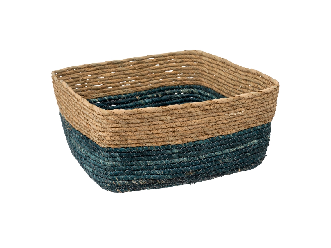 5five - cesta de paja mix n modul 31x15cm azul petróleo
