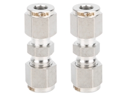 2 Piezas Adaptador De Tubería De Acero Inoxidable 316 Con Compresión De Doble Ferrula Recta Para Tubo (ф1/4)