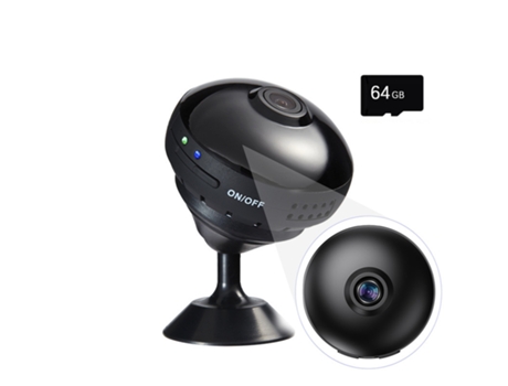 BISBISOUS A11 Cámara Panorámica con Tarjeta de Memoria 64Gb Gran Angular 170 Compatible con Android/Iphone Negra