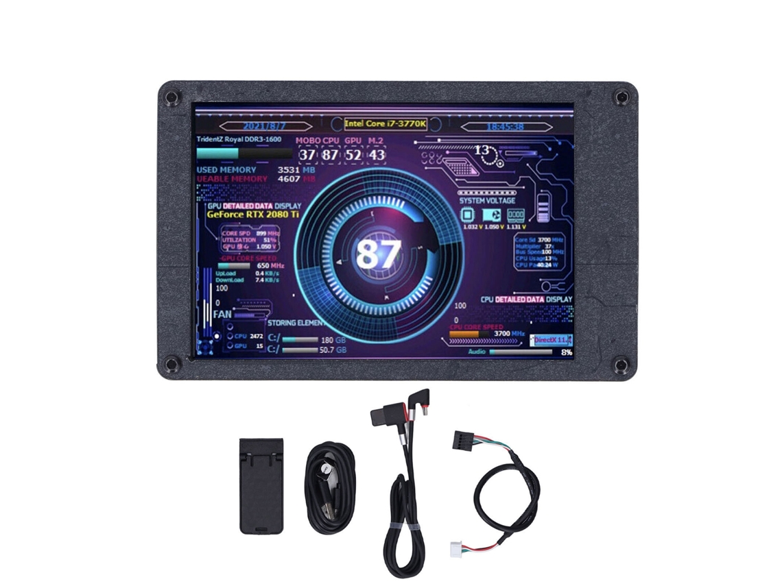 Yncm2026-pantalla Mini Usb 3.5'' Ips Regulable Para Monitor De Temp Cpu Ram Windows Con Cable De Codo Y Placa Base