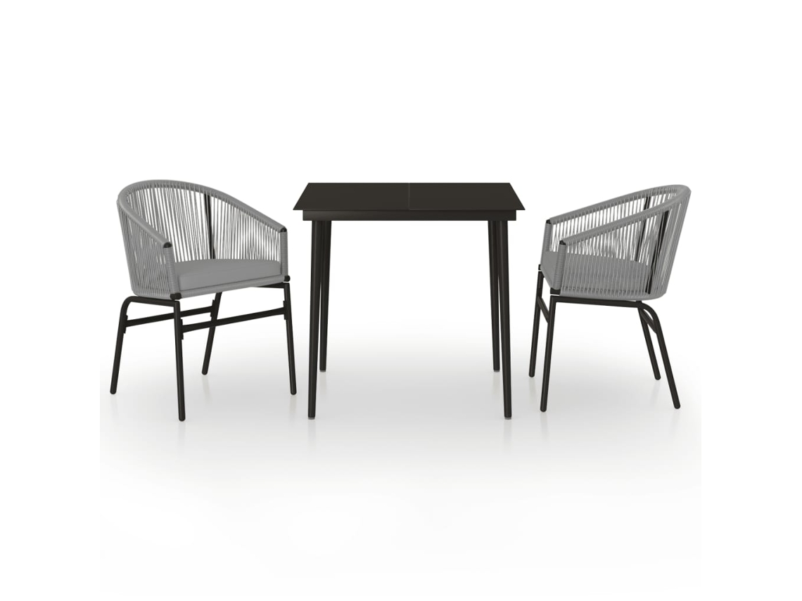 Maison Exclusive - Juego de comedor de jardín de 3 piezas en color gris