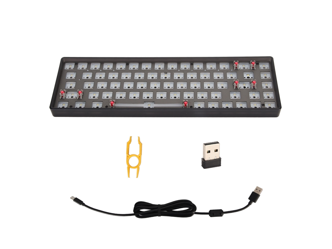 Kit De Teclado Mecánico, 68 Teclas, Diseño 65%, Intercambio En Caliente, 3 Modos, Bluetooth 2.4g, Teclado Para Juegos Con Cable, Color Negro.