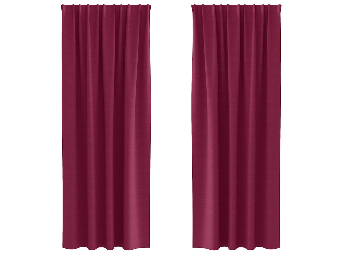 Maison Exclusive - Cortinas Opacas Con Anillas 2 Pcs Rojo Vino 245 X 140 Cm